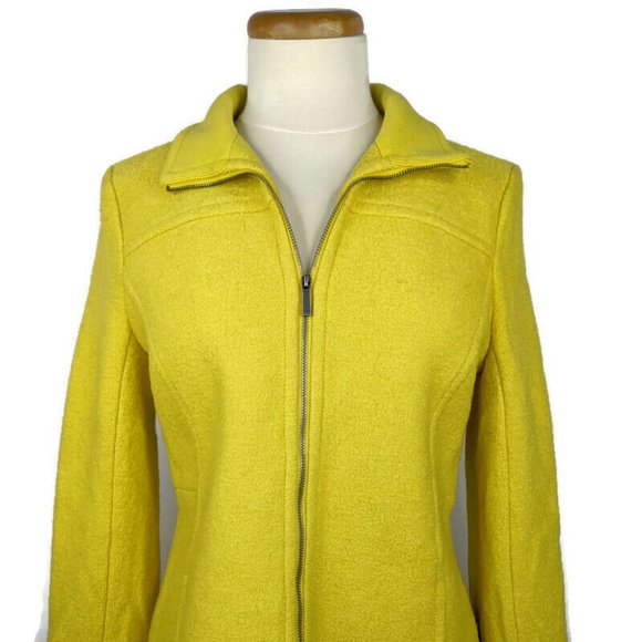 Lands End Womens Boiled Wool Jacket Size 6 Yellow - Picture 1 of 13
